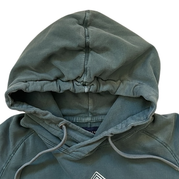 American Eagle Green Geometric Graphic Hoodie Sweatshirt Distressed Cotton Large - Picture 3 of 12